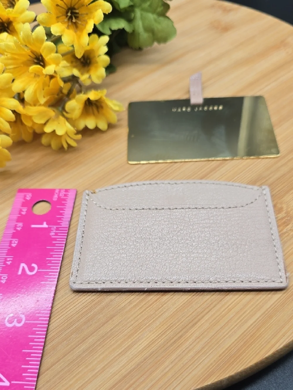 Marc Jacobs | Pale Mauve | Leather | Card Holder with Gold Accent | Dust Cover